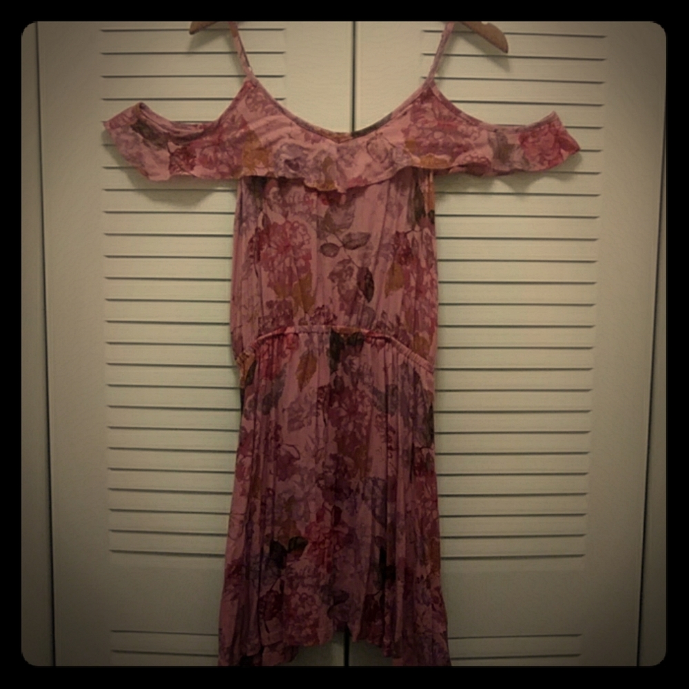 Pink flower cut out dress